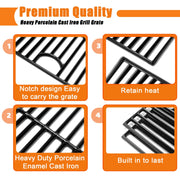 Uniflasy 17" Grill Porcelain Grate Replacement Part for Nexgrill 720-0830H, 720-0783E 720-0830X720-0783C 720-0670A 5 Burner 720-0888N Replacement for Kenmore 41516106210, Cast Iron Cooking Grill Grate - Grill Parts America