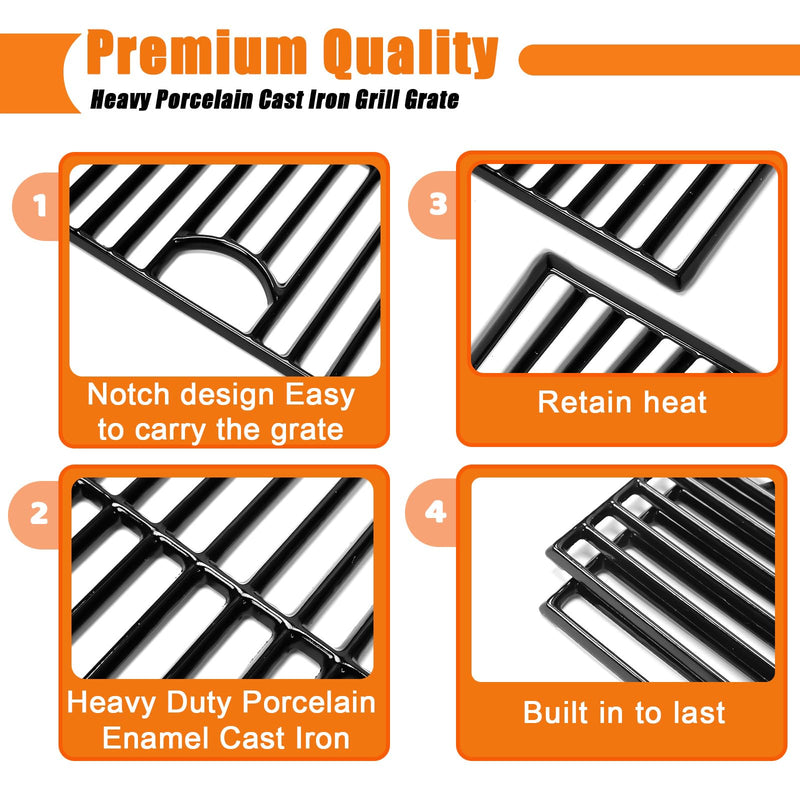 Uniflasy 17" Grill Porcelain Grate Replacement Part for Nexgrill 720-0830H, 720-0783E 720-0830X720-0783C 720-0670A 5 Burner 720-0888N Replacement for Kenmore 41516106210, Cast Iron Cooking Grill Grate - Grill Parts America