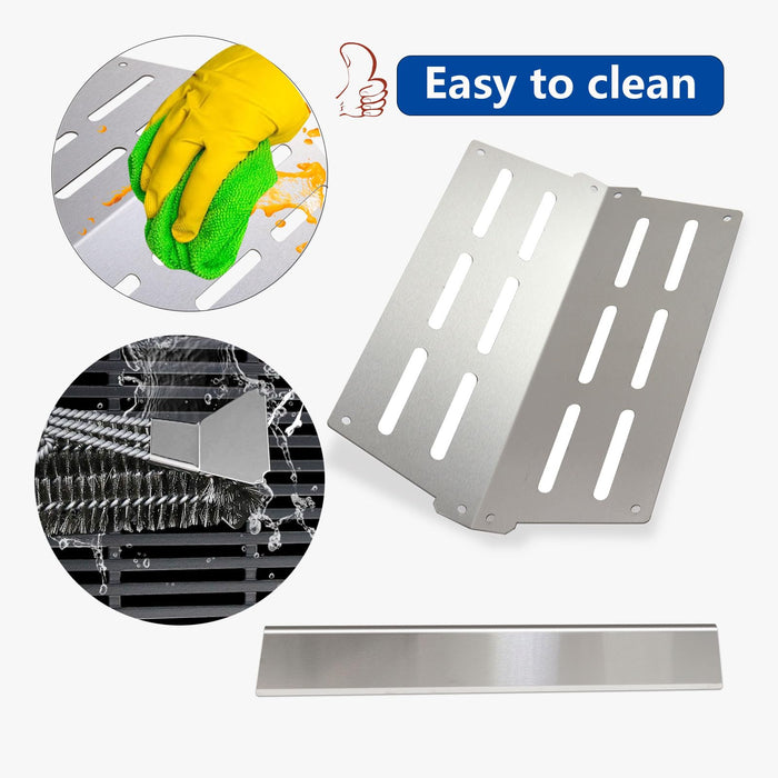 Zemibi Stainless Steel Flavorizer Bars & Heat Deflector, 7524 19.5" Porcelain-Enameled Cooking Grill Grates Gas Grill Replacement Parts for Weber Genesis 300 Series E310 E320 E330 S310 S320 S330 - Grill Parts America