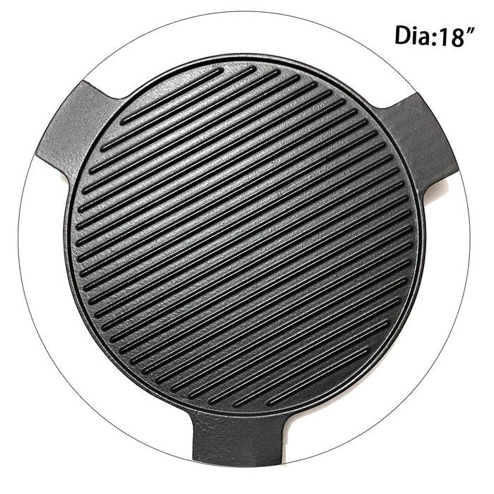 Dongftai Cast Iron Plate Setter, Smoking Stone, Pizza Stone Replacement for 18" Large Big Green Egg Grill, 18" Kamado Grill, Chargriller 18" Akorn Kamado - Grill Parts America