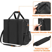 GRAOSO Boat Grill Storage Bag Compatible with Magma Marine Kettles, Grill Cover Carrying Case with 4 Side Pockets for 1lb Propane Cylinders, Padded Handle and Shoulder Strap, Tools Pockets, Black - Grill Parts America