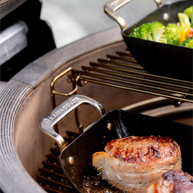 Kamado Joe KJ15124822 Karbon Steel Half-Moon Pan Set for Classic Joe and Big Joe Grills, Black - Grill Parts America
