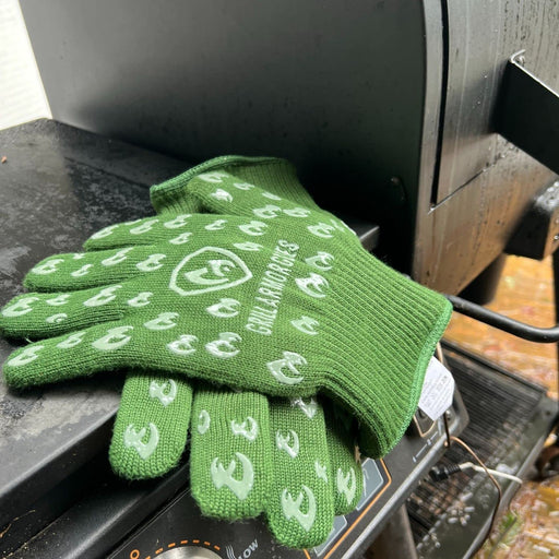 GRILL ARMOR GLOVES – Glow in The Dark BBQ Gloves 932°F Extreme Heat & Cut Resistant Oven Mitts with Fingers – Cooking, Grilling, Baking – Accessory for Smoker, Cast Iron, Fire Pit, Camping, Fireplace - Grill Parts America