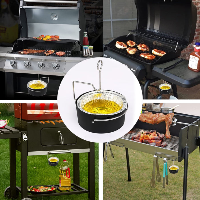 Uniflasy Grease Cup and Grease Clip fits CharBroil Gas Grill, with 15Pack Aluminum Foil Liner, Grease Catch Cup for Masterbuilt 30inch Smoker, for Kenmore and Other Similar Outdoor Grills - Grill Parts America
