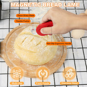 Volnamal Magnetic Bread Lame Dough Scoring Tool - Push-pull Handle for Perfect Bread Scoring Tool for Sourdough Baking & Bread Making Tools, Sourdough Starter Kit 2 Pack w/10 Razor Blades,Red - Grill Parts America