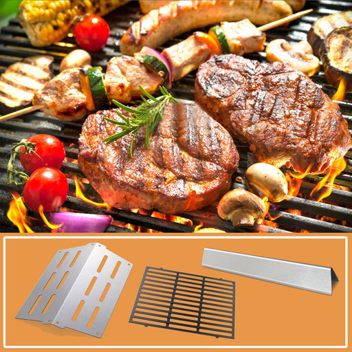 Zemibi Stainless Steel Flavorizer Bars & Heat Deflector, 7524 19.5" Porcelain-Enameled Cooking Grill Grates Gas Grill Replacement Parts for Weber Genesis 300 Series E310 E320 E330 S310 S320 S330 - Grill Parts America