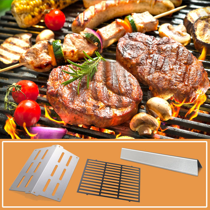 Zemibi Stainless Steel Flavorizer Bars & Heat Deflector, 7524 19.5" Porcelain-Enameled Cooking Grill Grates Gas Grill Replacement Parts for Weber Genesis 300 Series E310 E320 E330 S310 S320 S330 - Grill Parts America