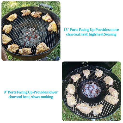 Outspark 13" BBQ Whirlpool for Weber 22/26.75 WSM Smokey Mountain,XL Kamado,XL Big Green Egg,Kettle Grill Accessories-One-Piece Without Welding Charcoal Cone Holder,Enamel Coating - Grill Parts America