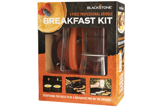 Blackstone 1543 Griddle Breakfast Kit 4 Piece Set Include Batter Dispenser, Bacon Press, Two Egg/Pancake Rings with Handle-Best Indoor-Outdoor Cooking Accessory, Multiple - Grill Parts America