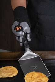 Blackstone 5558 Griddle Gloves with Silicone Palm Pads - Heat Resistant up to 500 Degrees, Easy Grip for Indoor and Outdoor Cooking, Grilling, Baking, Fire Pit, Fryer, Oven, One Size, Black/Grey - Grill Parts America