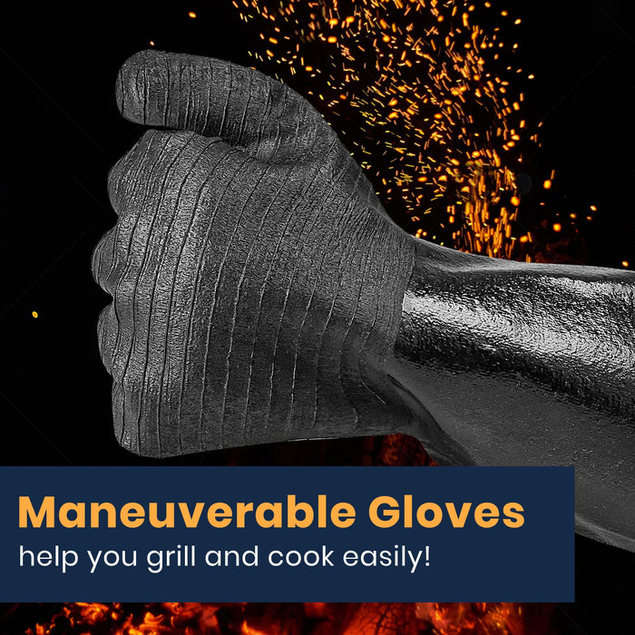 GEEKHOM Grill Gloves Heat Resistant Cooking, 14 Inch BBQ Gloves Water Proof Insulated Gloves for Turkey Fryer, Barbecue, Grilling, Baking - Grill Parts America