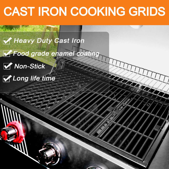 Uniflasy Cast Iron Cooking Grates for Dyna-Glo DGH373CRP-D DGF371CRP-D 3 Burner Grill, Cooking Grid Replacement Part Kit, 3 Pack - Grill Parts America