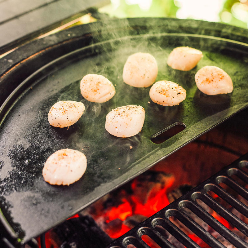 Kamado Joe KJ-HCIGRIDDLE Half Moon Cast Iron Reversible Grill Griddle for Classic Joe, Black - Grill Parts America