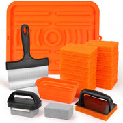 LotFancy Griddle Cleaning Kit for Blackstone, 26 Pc Flat Top Grill Cleaner Accessories, Griddle Scraper, Scouring Pad, Silicone Spatula Mat, Grill Stone, Grease Cup Liner - Grill Parts America