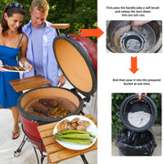 BBQ Carbon Steel Ash Can with Handle for Kamado Joe Classic Joe, Charcoal Ash Collector Charcoal Ash Can Basket Fits for Large Big Green Egg Accessories or Other Charcoal Grills - Grill Parts America