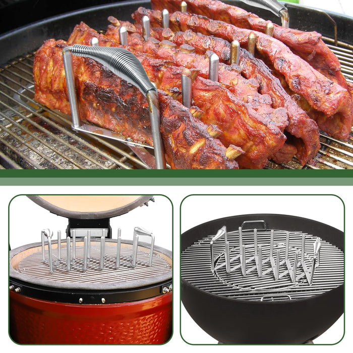 Kj Rib Rack Roast Rib Holder for Kamado Joe Junior Grill, Stainless Steel Telescop ...
