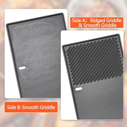 QuliMetal Reversible 7598 Griddle Replacement Parts for Weber Spirit 300 & GS4 Spirit II 300 Series Grills, Spirit E310, Genesis Silver Gold B C, Genesis 1000-5000 Cast Iron Griddle Plate 7658, 1 Pack - Grill Parts America