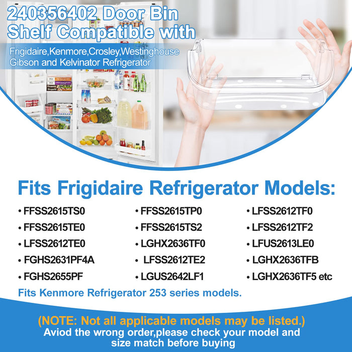 [2 PACK] UPGRADED 240356402 Refrigerator Door Bin Replacement,Compatible with Frigidaire Refrigerator Door Shelf Parts FFSS2615TS0 LFSS2612TF0 LFSS2612TE0 AP2549958 FGHS2631PF4A Door Shelf Shelves - Grill Parts America