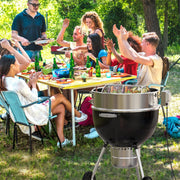 IULULU BBQ Rotisserie 22.5-Inch Kettle-Stainless Steel Grill Rotisseriee Ring Kits for Weber CharcoalGrills with Motor, Forks, Extendable Spit Rod (27"-40"), Silver - Grill Parts America