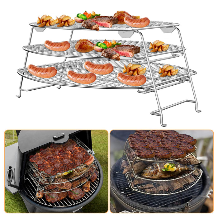 AJinTeby Foldable Multipurpose Jerky Rack Warming Rack, Cooking Expansion, for Most Grills, Big Green Egg, Kamado Joe, Pellet Smoker Grill Accessory - Grill Parts America