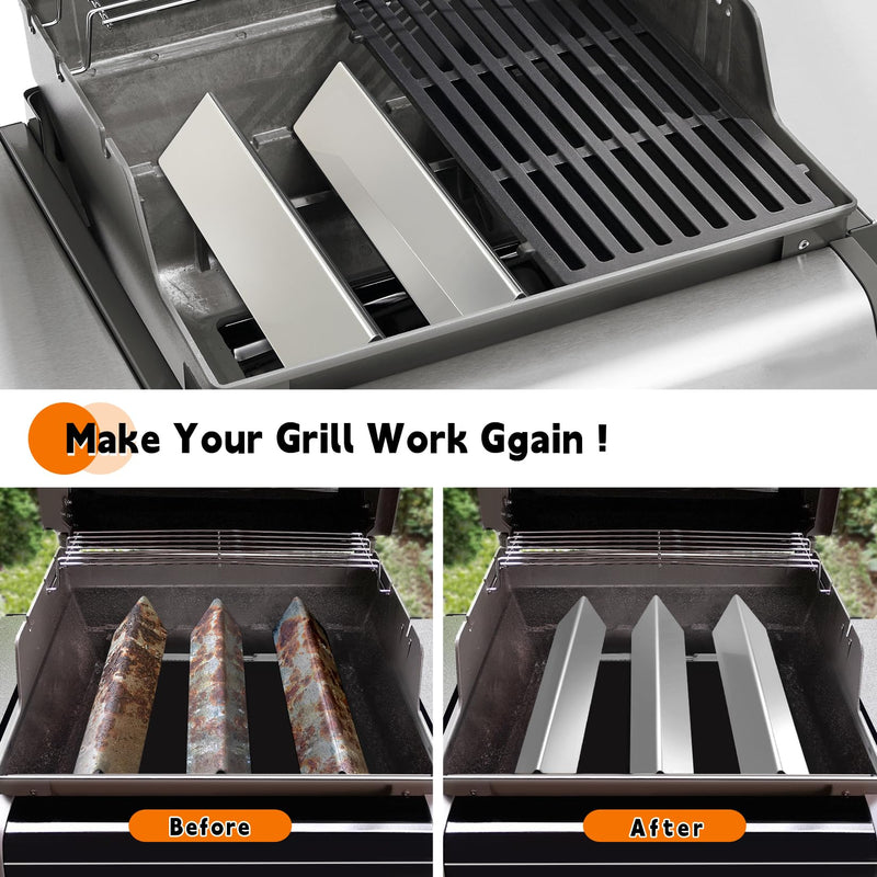Paayox 15.3" Flavorizer Bars Replacement for Weber Spirit 200 Series Grill Spirit E210 S210 E220 S220 Gas Grills Parts(Front-Mounted Control), Stainless Steel Replacement Parts - 3 PCS - Grill Parts America