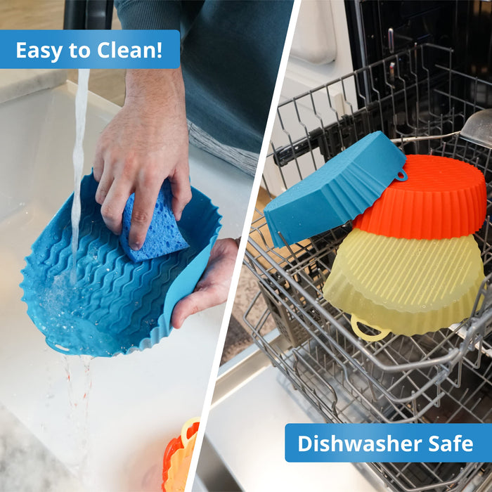 3 Pack Air Fryer Silicone Liners Pot, Round & Square Food Grade Air Fryer Accessories, 8 Inch Reusable Baking Tray Oven Accessories, Air Fryer Silicone Basket Bowl, No Need to Clean Fryer(For 5 to 6Q) - Grill Parts America