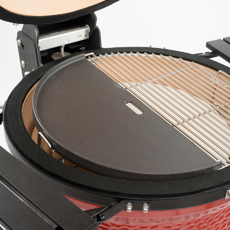 Kamado Joe KJ-HCIGRIDDLE Half Moon Cast Iron Reversible Grill Griddle for Classic Joe, Black - Grill Parts America
