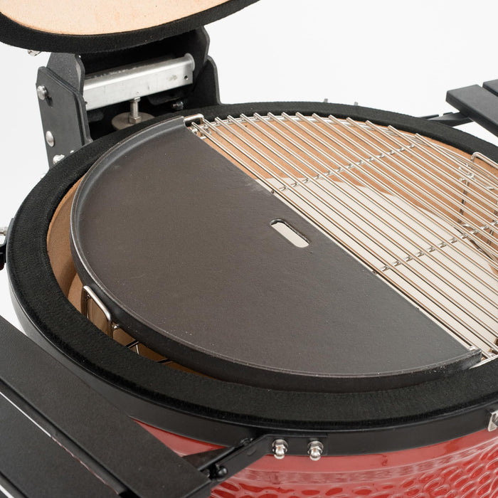 Kamado Joe KJ-HCIGRIDDLE Half Moon Cast Iron Reversible Grill Griddle for Classic Joe, Black - Grill Parts America