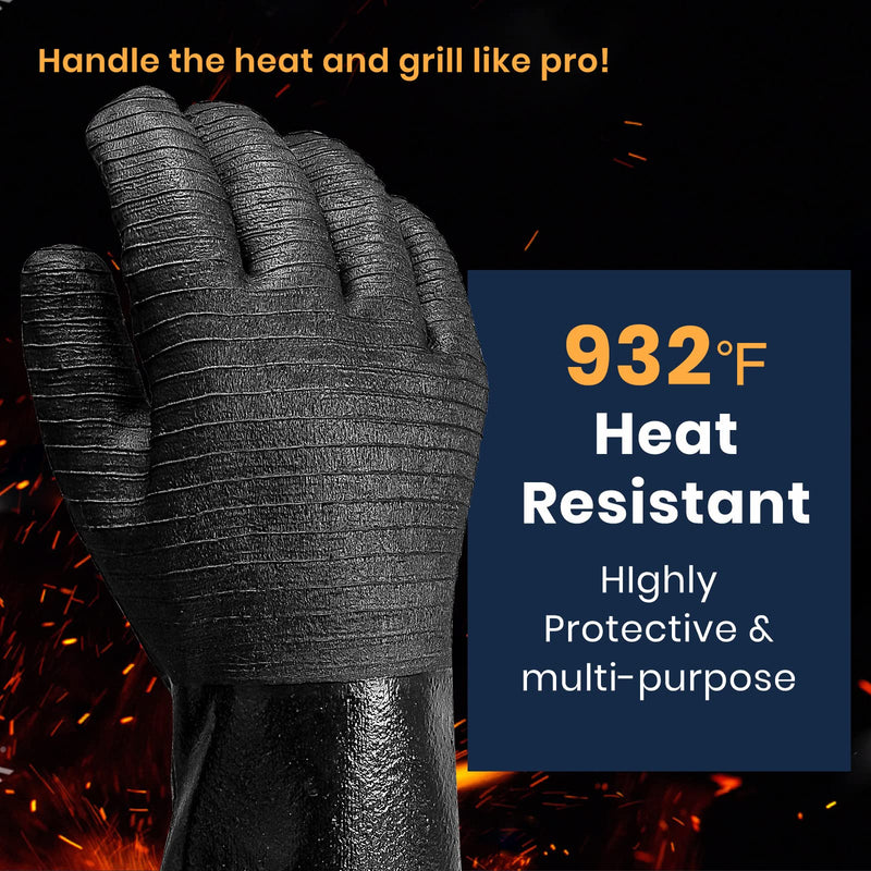 GEEKHOM Grill Gloves Heat Resistant Cooking, 14 Inch BBQ Gloves Water Proof Insulated Gloves for Turkey Fryer, Barbecue, Grilling, Baking - Grill Parts America