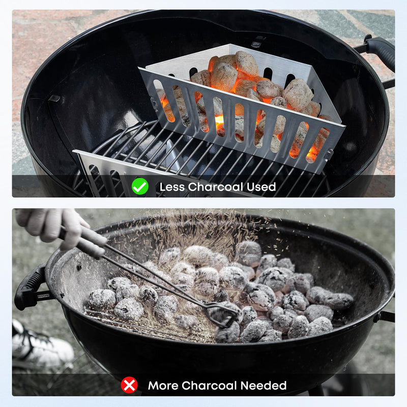 Stanbroil Charcoal Basket Holder for Weber 22" and 26" Charcoal Grills, Heavy Duty Stainless Steel Char-Basket for Briquette, Wood Chips (2 Pack) - Grill Parts America