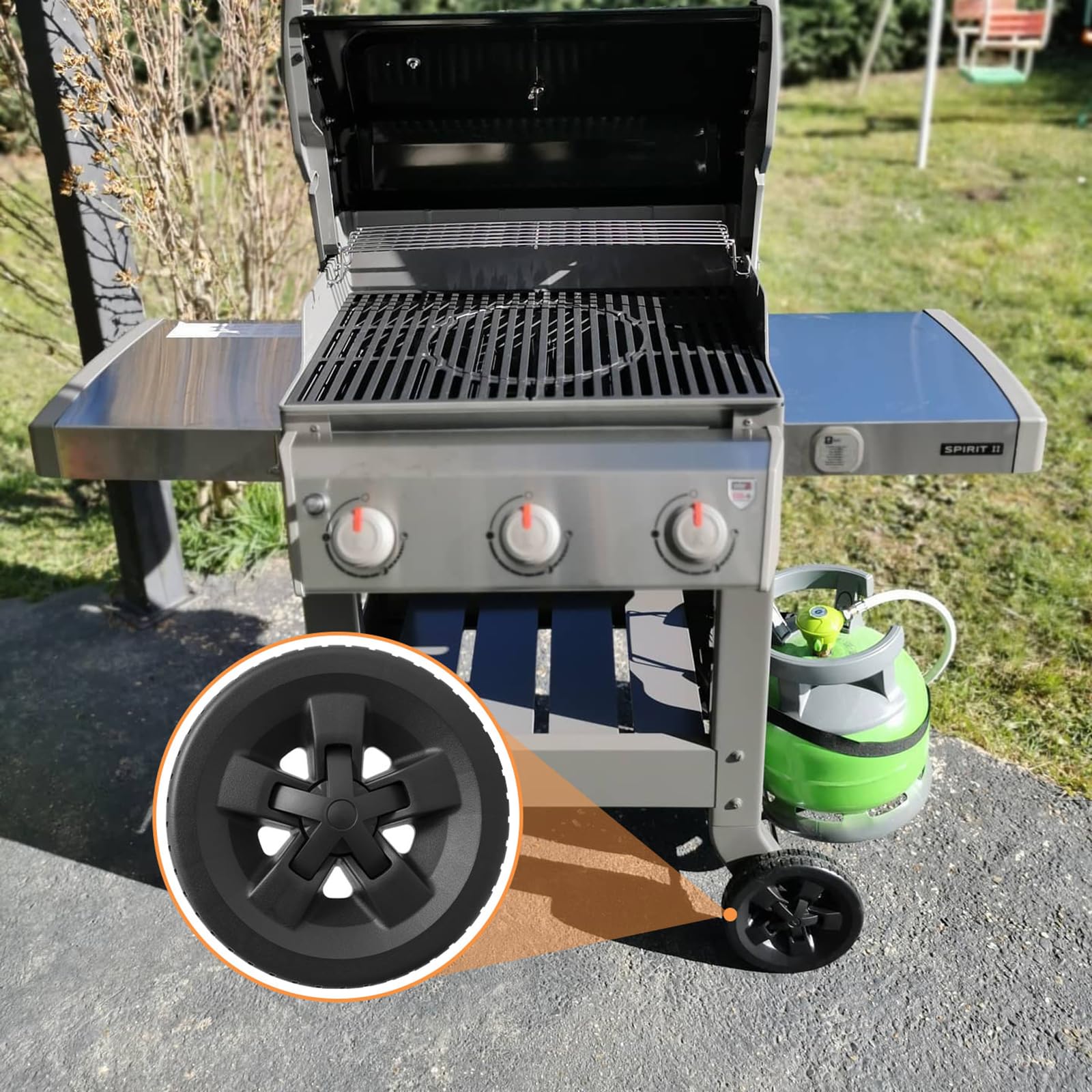 Set Di 4 Ruote Fisse Con Inserti Per Barbecue Weber (Spirit/Genesis/Summit 2007-2012)
