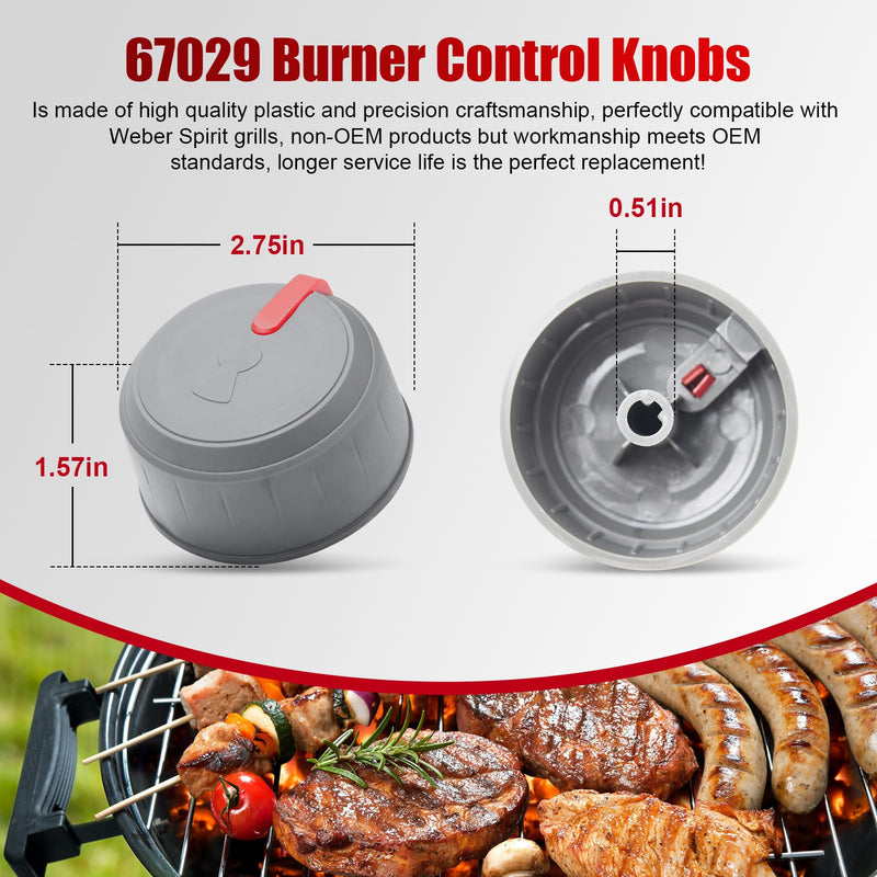 Bbsjujnn Upgraded 67029 Burner Control Knobs Compatible with Weber Spirit Grill knobs for Spirit II 310 Series Grills(2017 and Newer Models) 3 Pack - Grill Parts America