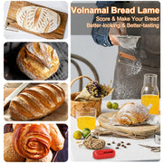 Volnamal Magnetic Bread Lame Dough Scoring Tool - Push-pull Handle for Perfect Bread Scoring Tool for Sourdough Baking & Bread Making Tools, Sourdough Starter Kit 2 Pack w/10 Razor Blades,Red - Grill Parts America