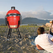 Rolling Cart for Kamado Joe Classic Accessories,Kamado Joe Parts Rolling Nest with Heavy Duty Locking Caster Wheels Powder Coated Steel Rolling Outdoor Cart for Kamado Joe Classic Grill Stand - Grill Parts America