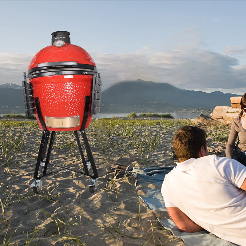 Rolling Cart for Kamado Joe Classic Accessories,Kamado Joe Parts Rolling Nest with Heavy Duty Locking Caster Wheels Powder Coated Steel Rolling Outdoor Cart for Kamado Joe Classic Grill Stand - Grill Parts America