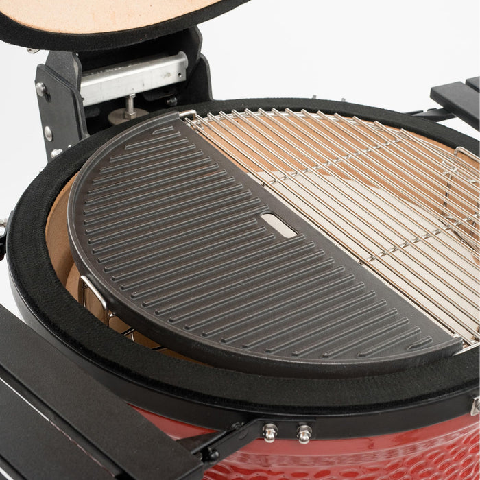 Kamado Joe KJ-HCIGRIDDLE Half Moon Cast Iron Reversible Grill Griddle for Classic Joe, Black - Grill Parts America