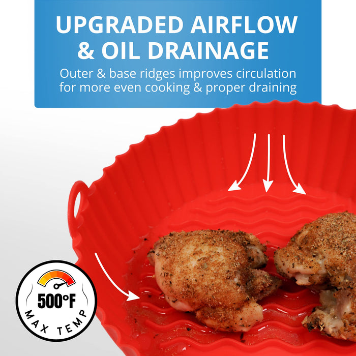 3 Pack Air Fryer Silicone Liners Pot, Round & Square Food Grade Air Fryer Accessories, 8 Inch Reusable Baking Tray Oven Accessories, Air Fryer Silicone Basket Bowl, No Need to Clean Fryer(For 5 to 6Q) - Grill Parts America