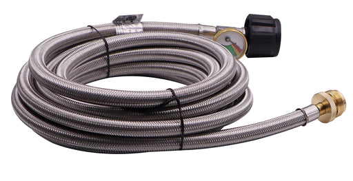 15 Ft Stainless Steel Braided Propane Adapter Max 350 Psi Hose with Pressure Gauge 5-40 Lb Convert Replace for Qcc1/type1 Tank Connects 1 Lb Bulk Portable Appliance to 5-40 Lb Propane Tank Cylinder - Grill Parts America