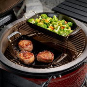 Kamado Joe KJ15124822 Karbon Steel Half-Moon Pan Set for Classic Joe and Big Joe Grills, Black - Grill Parts America
