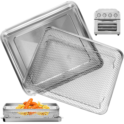 Air Fryer Tray Replacement for Cuisinart TOA-26 TOA-28 Toaster Air Fryer Convection Oven, 10.7 * 9.8'' Non-stick Mesh Air Fryer Stainless Steel Basket Wire Rack Accessories Parts, Dishwasher Safe - Grill Parts America