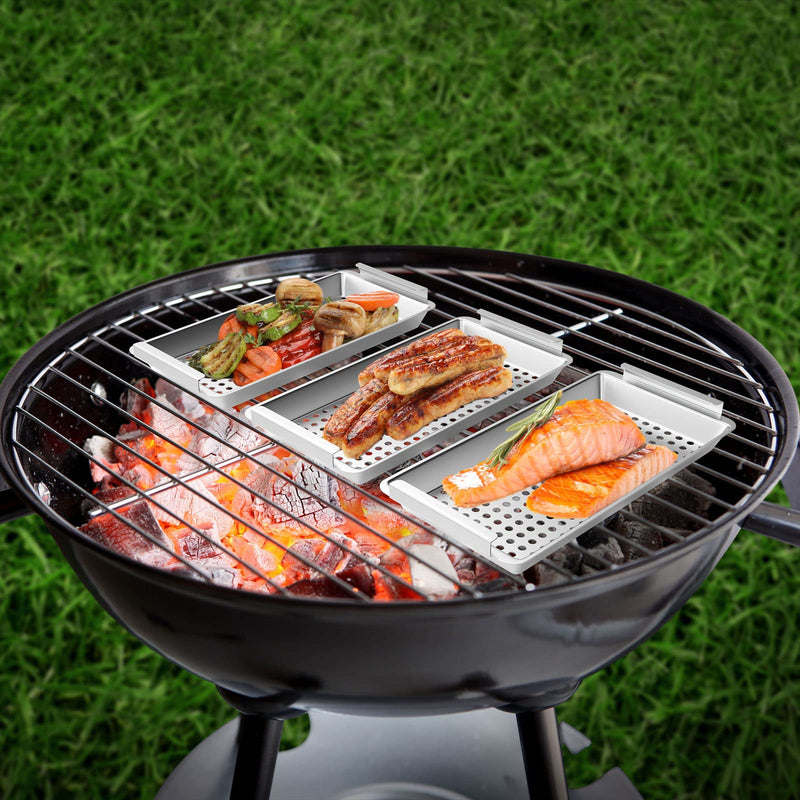 Grill Baskets Set, Outdoor Grilling Tray for Traeger Pellets, Pit Boss, Weber Kettle, Kamado Joe Charcoal Grills, Grilling Accessories for All Grills & Smokers, Grilling Fish Veggies & Meats - Grill Parts America