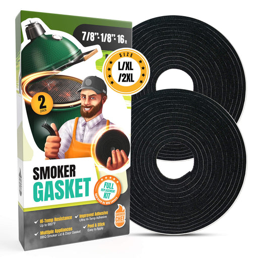 Big Green Egg Gasket Replacement Large/XL/XXL - 2-Pack x 8 FT Smoker Gasket Seal - BGE Gasket 7/8" x 1/8" Felt - Big Green Egg Accessories & Parts for Grill by Smoker Chef - Grill Parts America