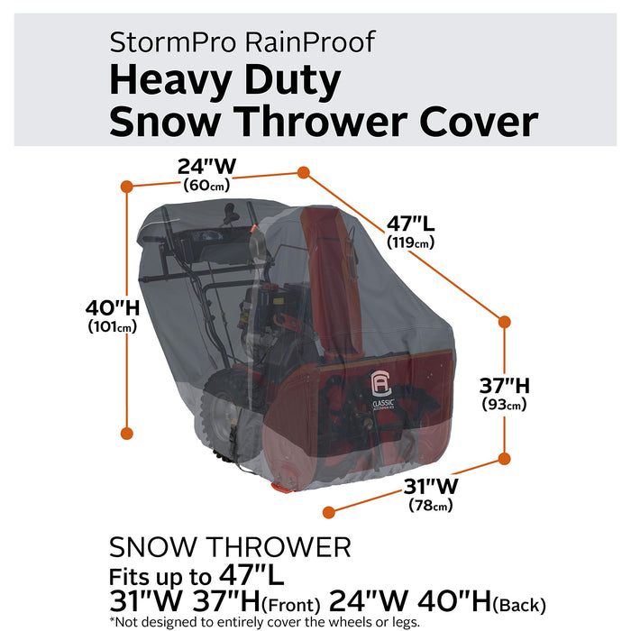 Classic Accessories StormPro Waterproof Heavy-Duty Snow Thrower Cover, Gray - Grill Parts America