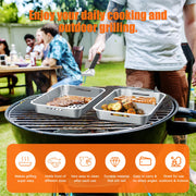TOVVE Grill Basket Set,6-piece Stainless Steel Vegetable Grilling Tray/Pan, Outdoor Grill Accessories Includes 2 Grill Baskets a Serving Tray & Removable Handle and 2 Baffle For Grilling Fish Veggies - Grill Parts America