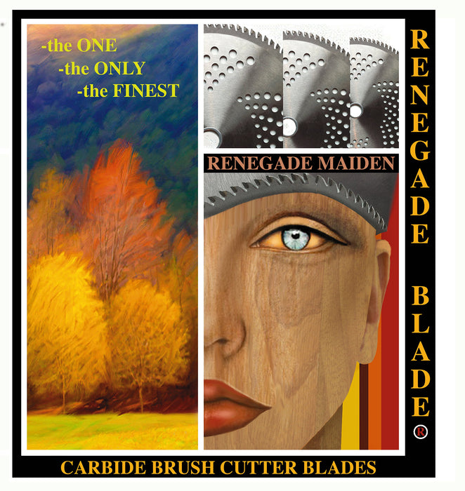 2pk 8"-72t - RENEGADE BLADE® Yellow Talon/Hybrid (Polymer Non Stick Coated)- Wood Limbs and Hard Brush Specialty - Carbide Brush Cutter Weed Eater Blades, 203mm Diameter - Grill Parts America