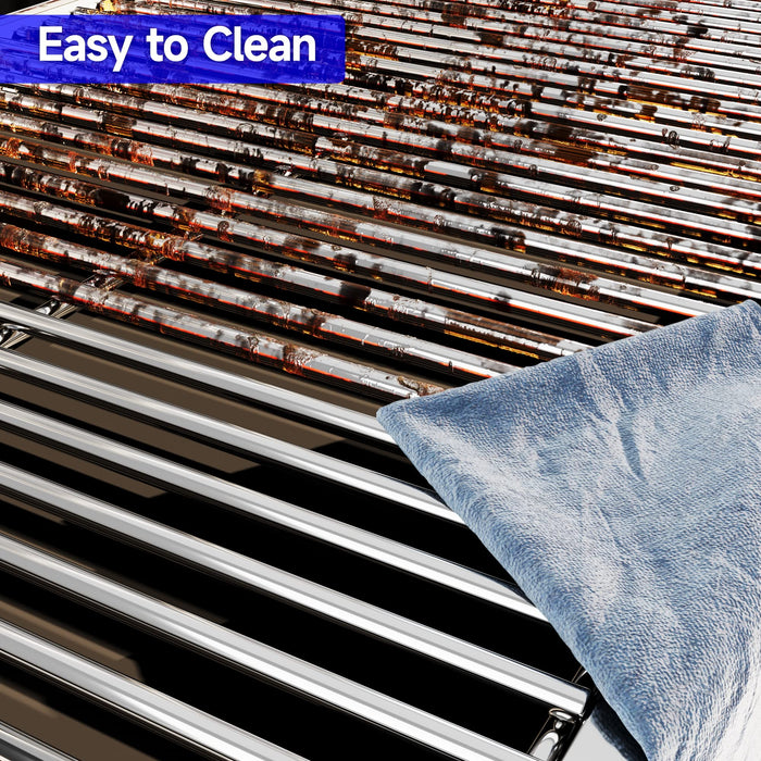 KIKIBRO Stainless Steel Cooking Grill Grates Replacement for Nexgrill 720-0882A Evolution Infrared Plus 5-Burner Gas Grills Grates Replacement Parts Cooking Grids with Side Burner, Set of 2, 17 Inch - Grill Parts America