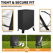 NEXCOVER Electric Smoker Cover 30 Inch - BBQ Grill Cover for Masterbuilt Smokers, Waterproof Barbecue Cover, 18.5" W x 17.5" D x 33" H, Outdoor Vertical Smoker Cover for Cuisinart, Dyna-glo. - Grill Parts America