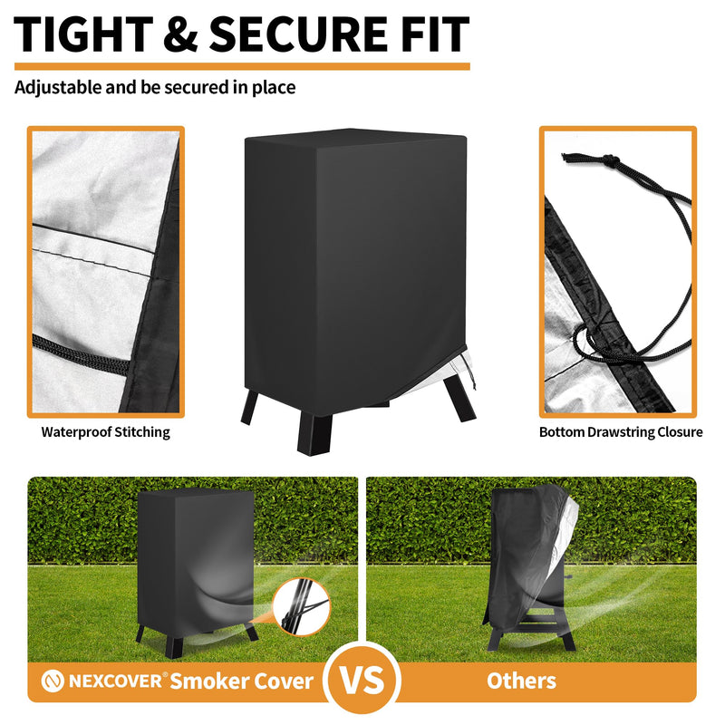 NEXCOVER Electric Smoker Cover 30 Inch - BBQ Grill Cover for Masterbuilt Smokers, Waterproof Barbecue Cover, 18.5" W x 17.5" D x 33" H, Outdoor Vertical Smoker Cover for Cuisinart, Dyna-glo. - Grill Parts America