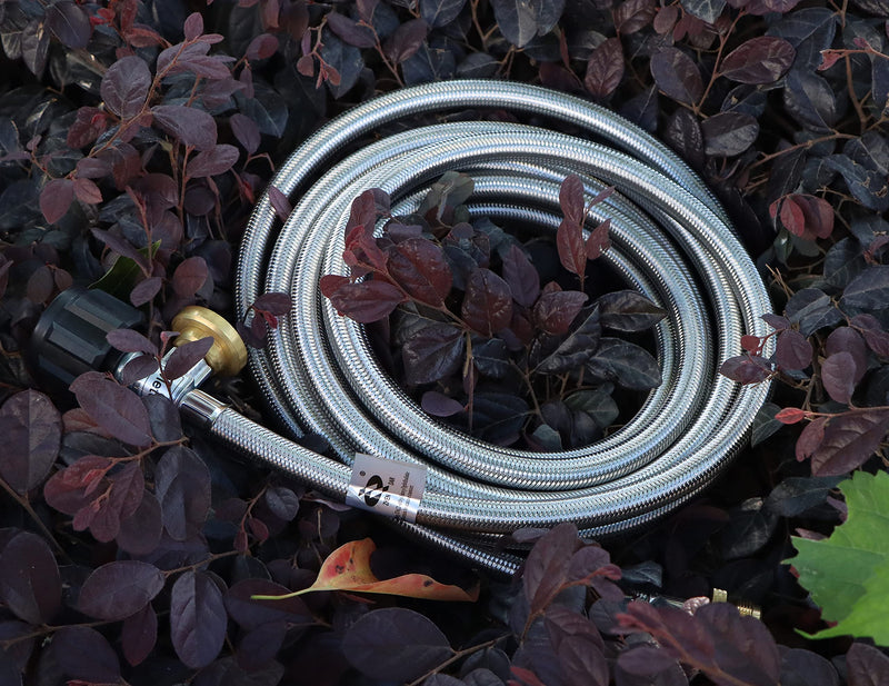 15 Ft Stainless Steel Braided Propane Adapter Max 350 Psi Hose with Pressure Gauge 5-40 Lb Convert Replace for Qcc1/type1 Tank Connects 1 Lb Bulk Portable Appliance to 5-40 Lb Propane Tank Cylinder - Grill Parts America